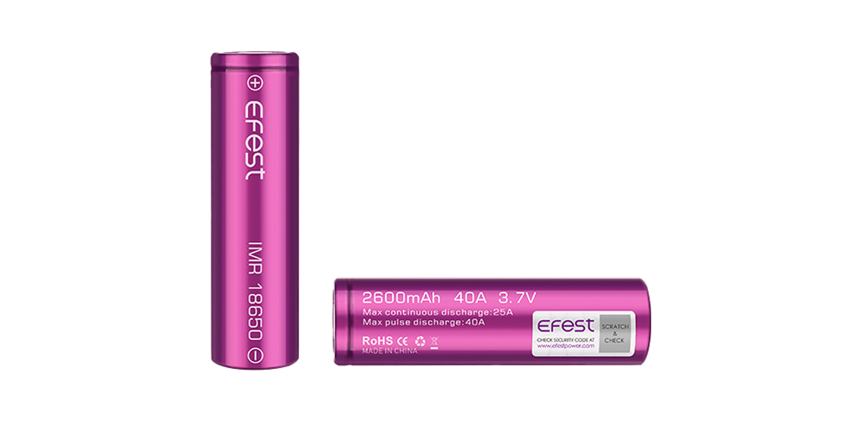 Efest IMR 18650 2600mah 40A flat top battery