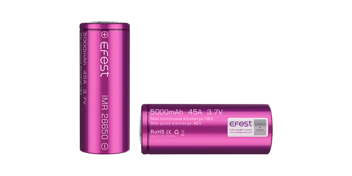 Efest IMR 26650 5000mAh 45A flat top battery